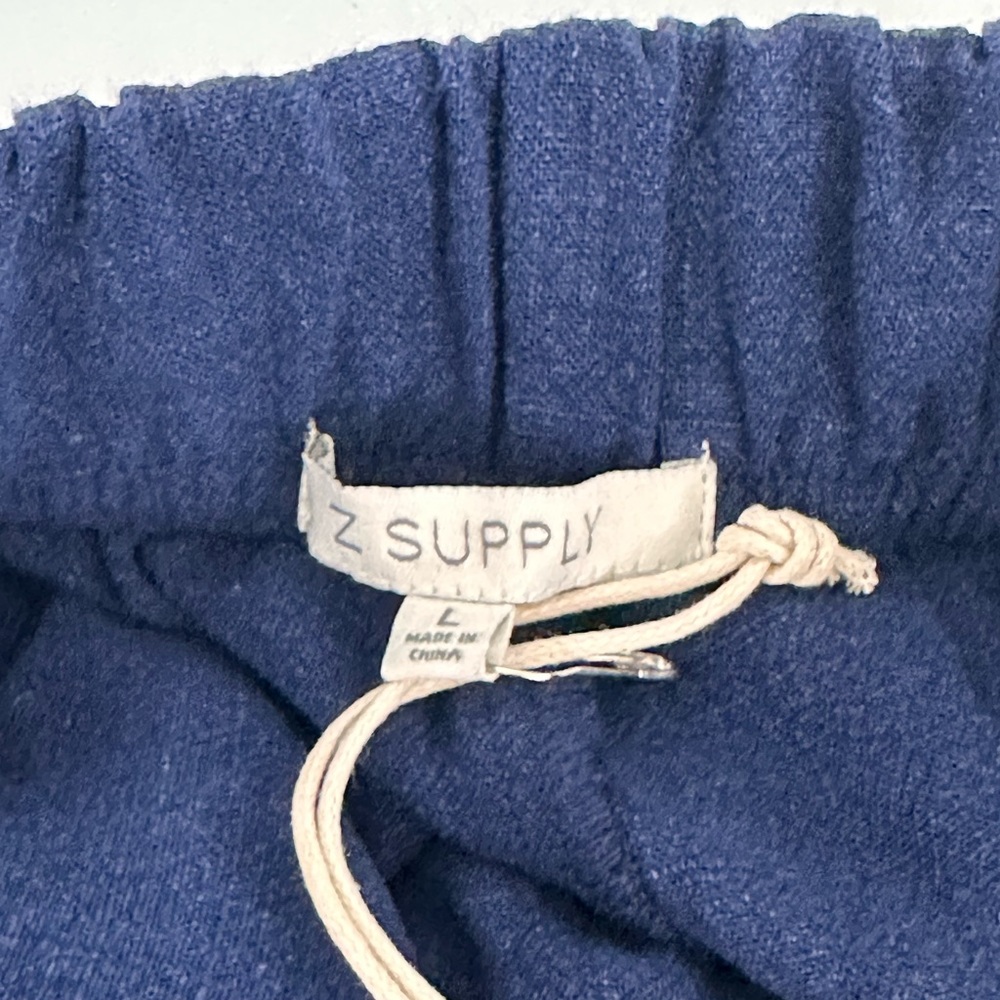 Z Supply NWT Navy High-Rise Wide Leg Pants Linen Blend Large Coastal Chic - Picture 7 of 13